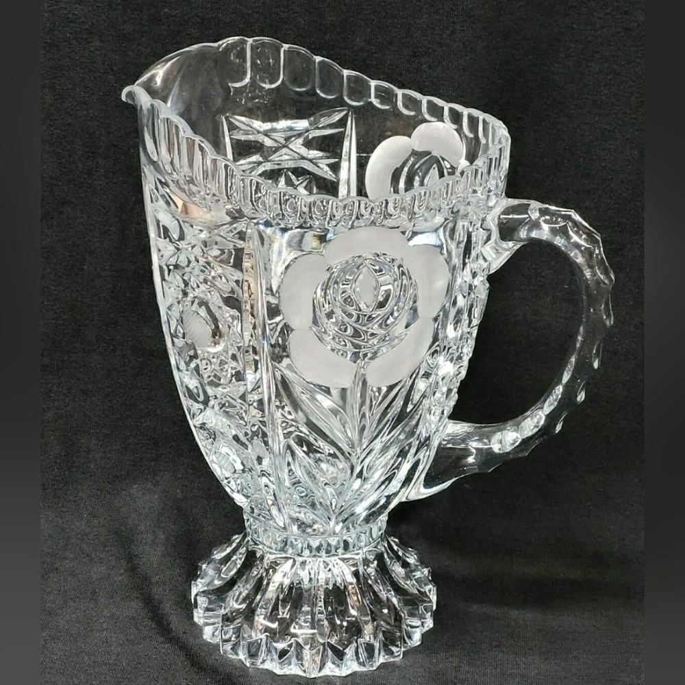 Elegant Vintage Clear Glass Pitcher